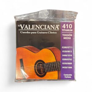 Cuerdas La Valenciana 410 Titanium – Guitarra Clásica (Tensión Media)