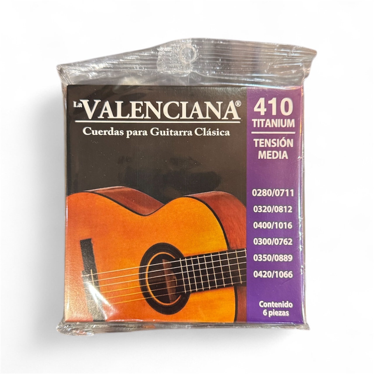 Cuerdas La Valenciana 410 Titanium – Guitarra Clásica (Tensión Media)